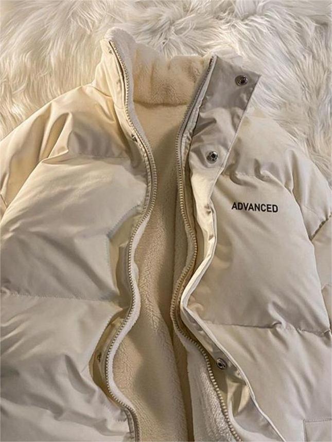 Vintage Einfarbige Kurze Steppjacke mit Hohem Kragen und Reißverschluss
