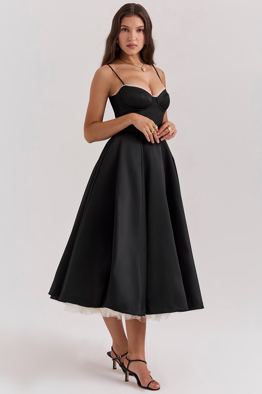 Damen Herzförmigem Ausschnitt Abendkleid | Midi