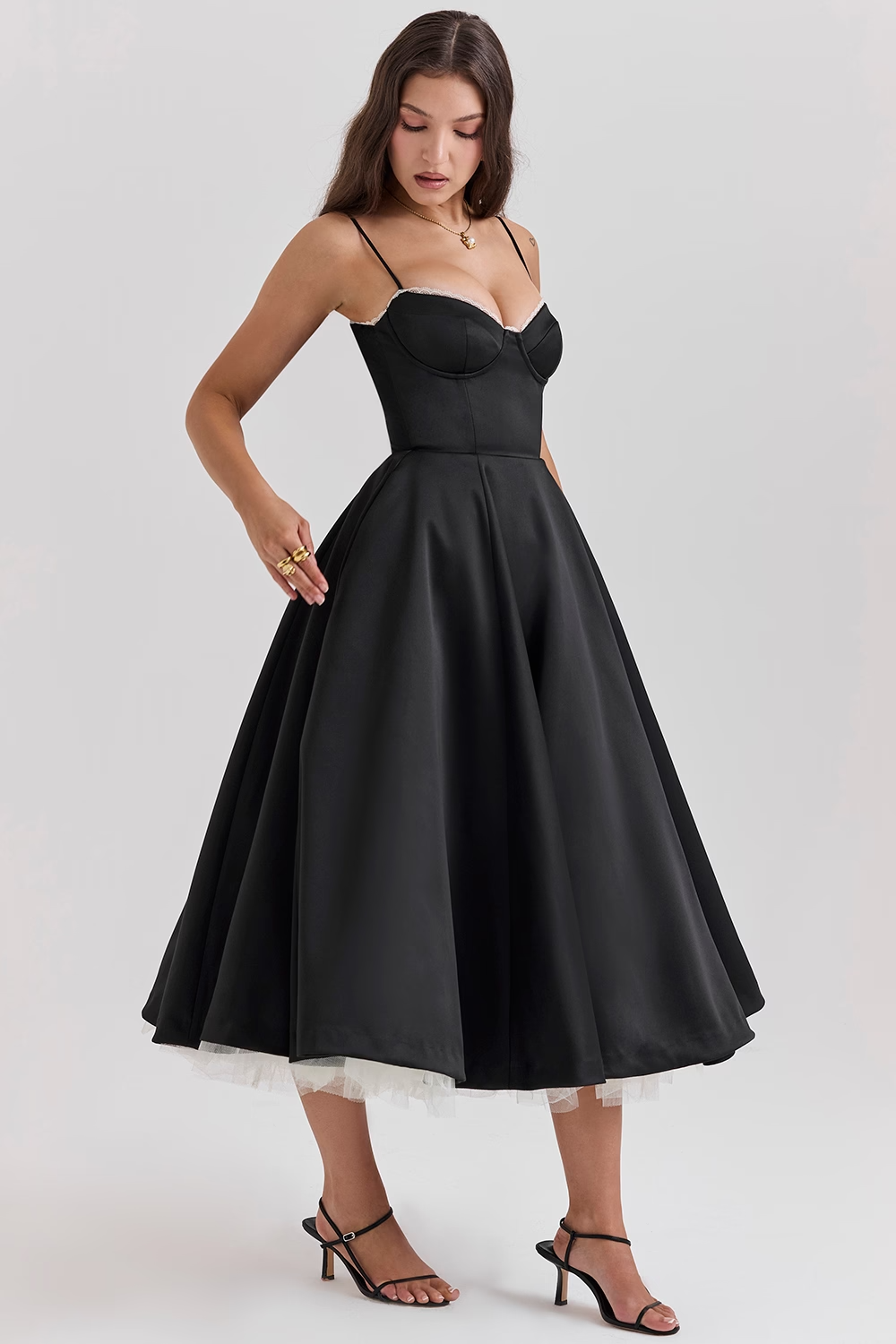 Damen Herzförmigem Ausschnitt Abendkleid | Midi