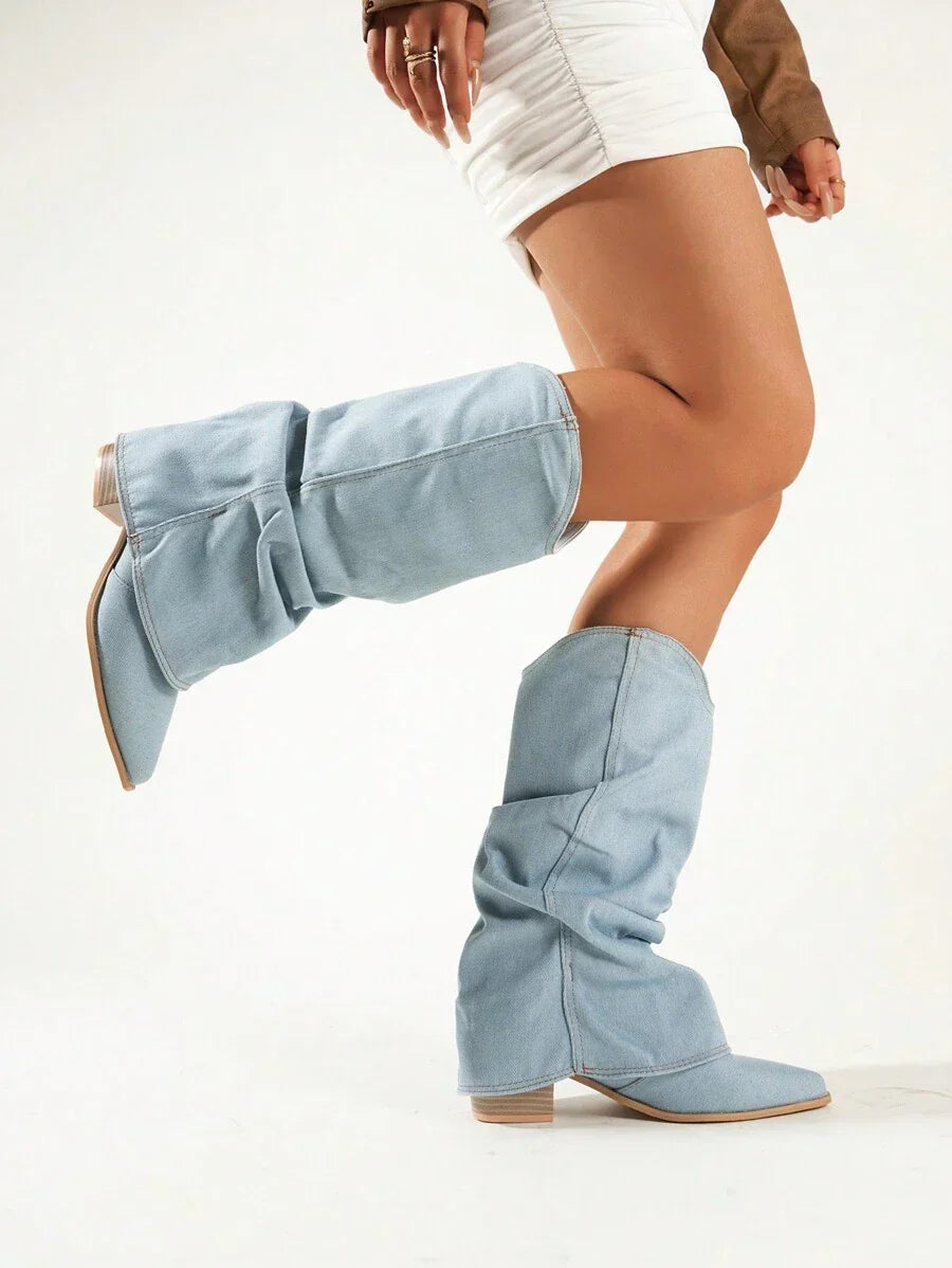 Damen Hohem Absatz Western-Cowboystiefel | Spitz Zulaufend