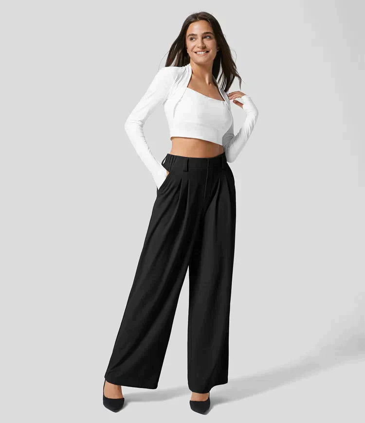 Damen Weit Bein Sommerhose | Hoch Tailliert