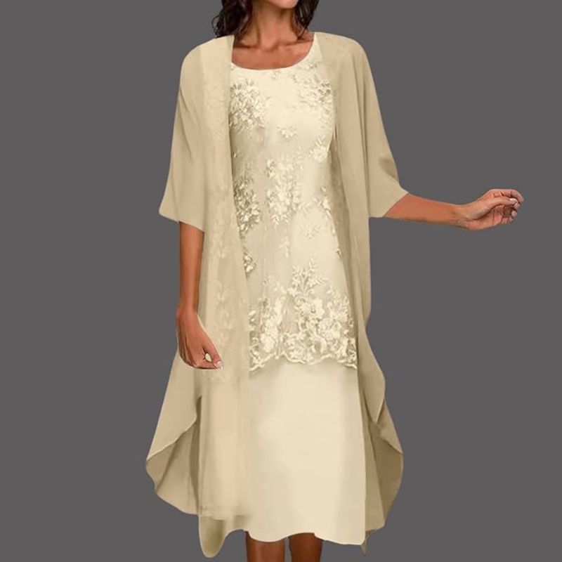 Damen Zweiteiliges Hochzeitsgast Kleid | Midi