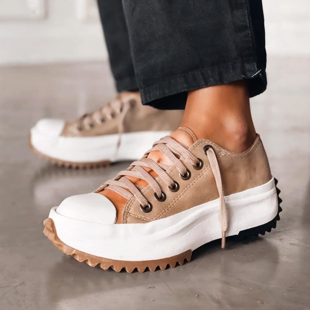 Damen Lässige Hohe Sohle Plateau Sneaker | Schnürverschluss