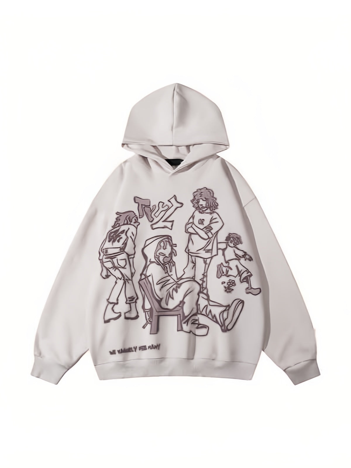 Oversized Hoodie mit Kapuze und Graffiti Druck