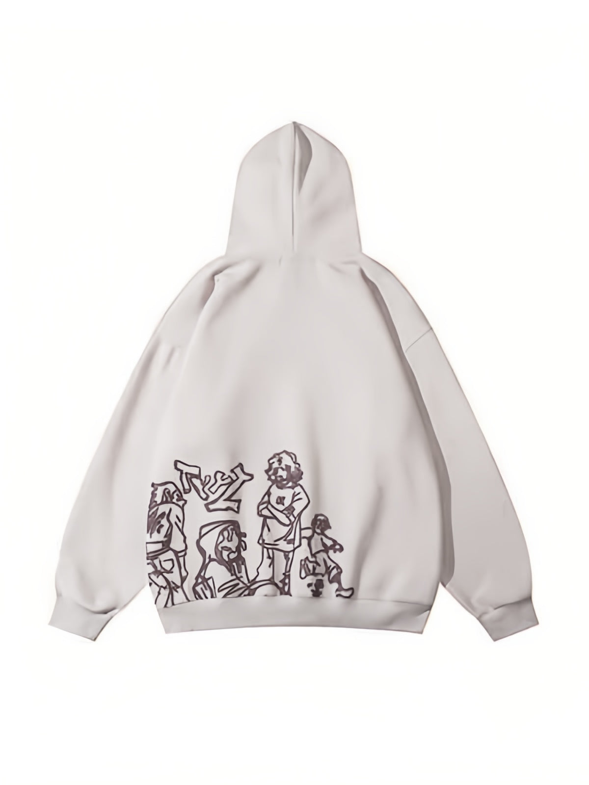 Oversized Hoodie mit Kapuze und Graffiti Druck