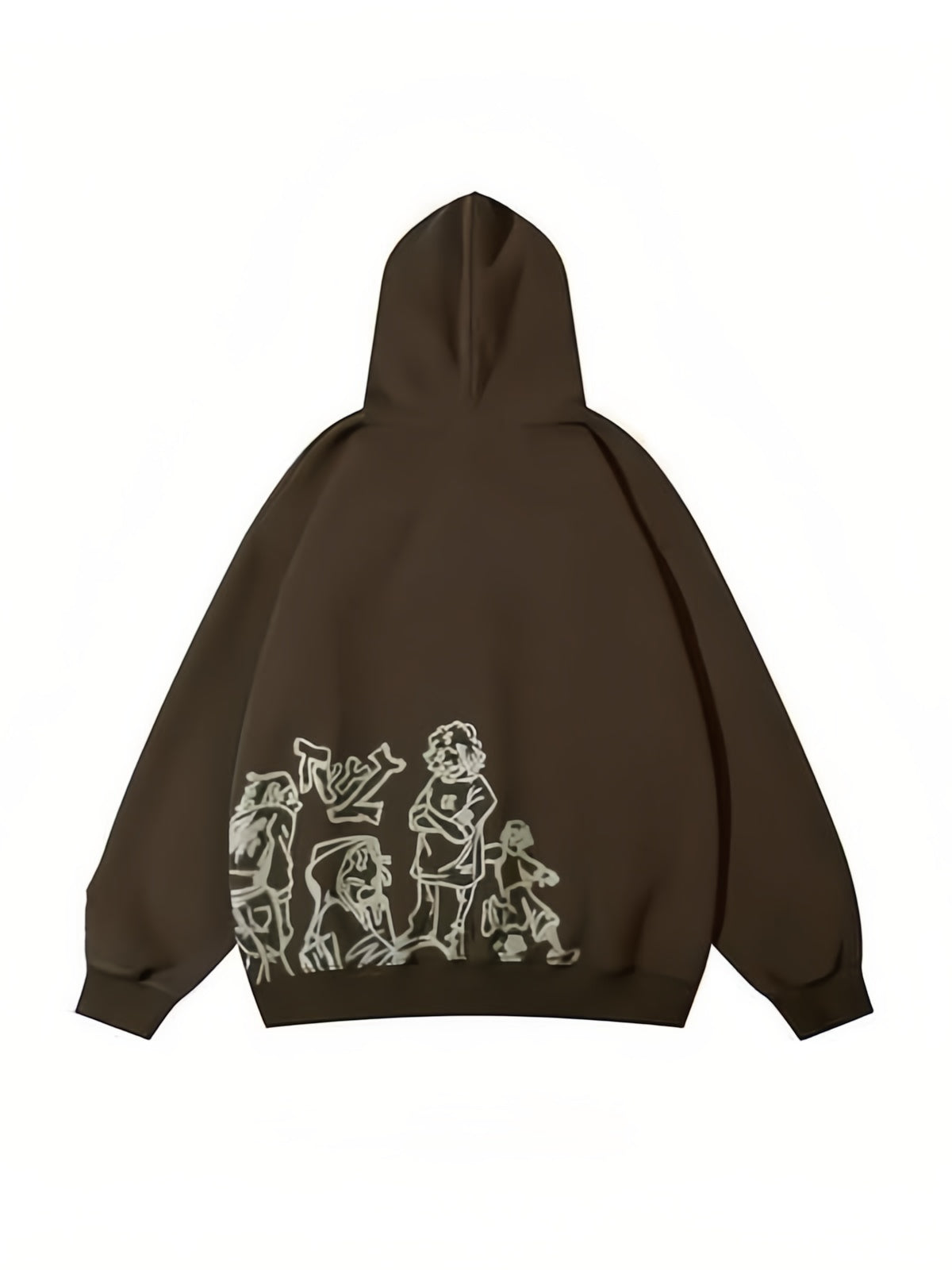 Oversized Hoodie mit Kapuze und Graffiti Druck
