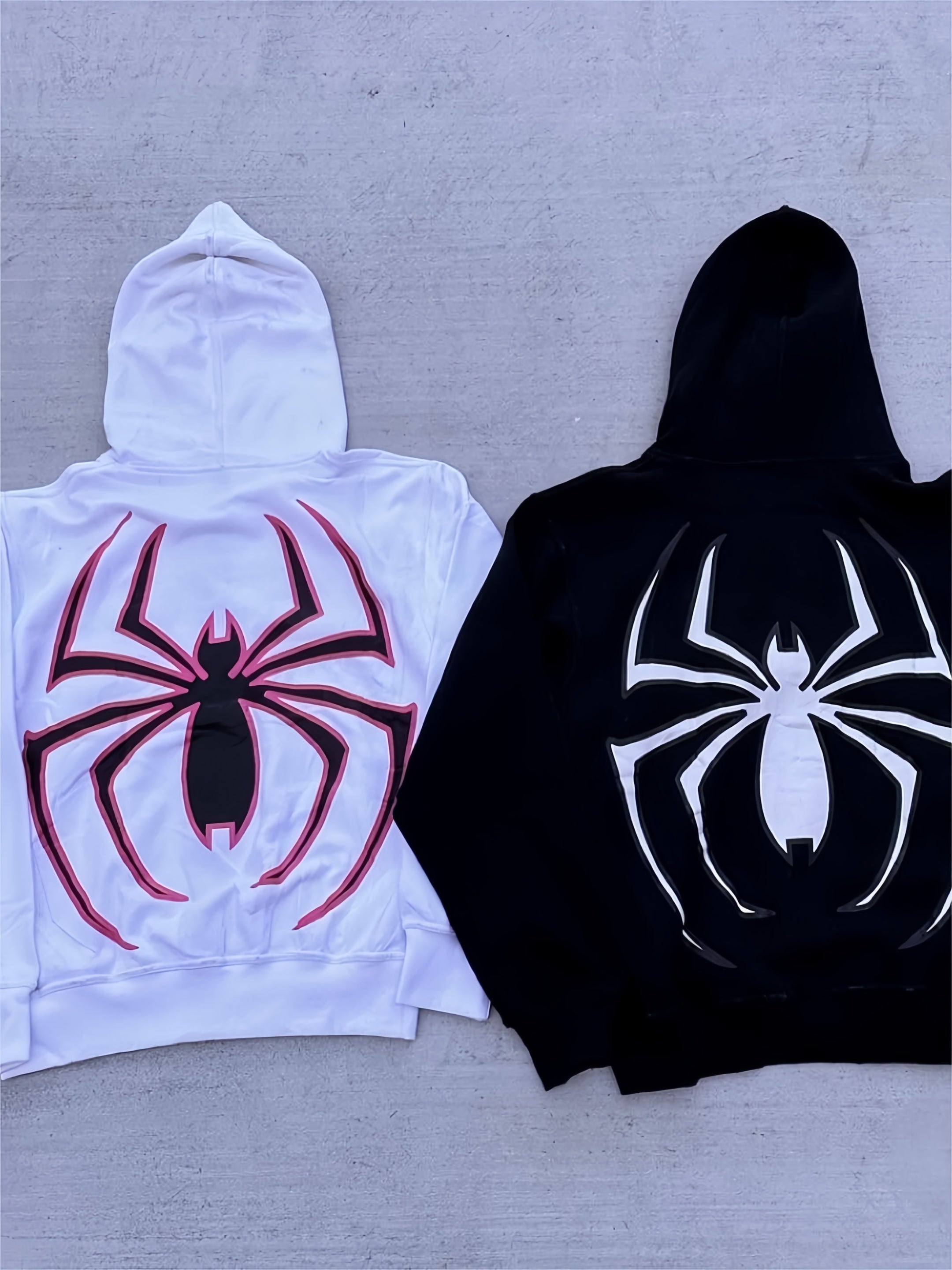 Punk Zip-Up Hoodie mit Spinnenmuster