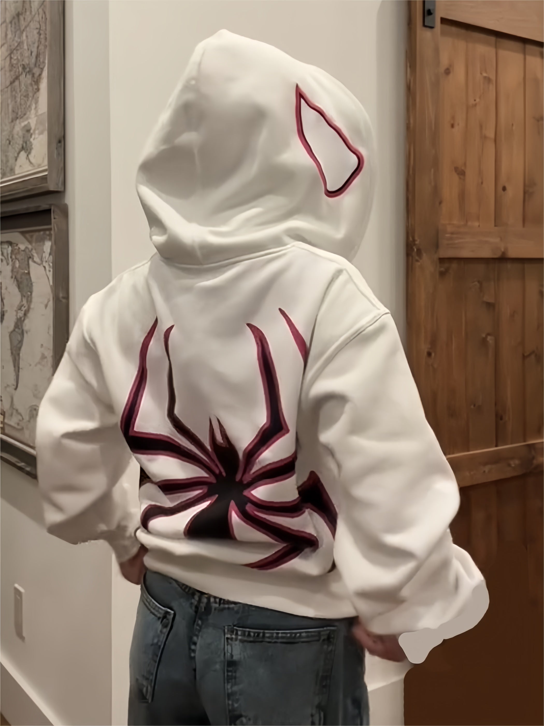 Punk Zip-Up Hoodie mit Spinnenmuster