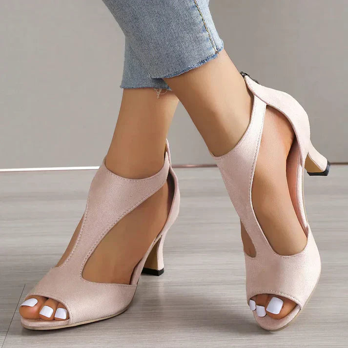 Damen T-Riemchen Blockabsatz Sandalen | Offene Zehen