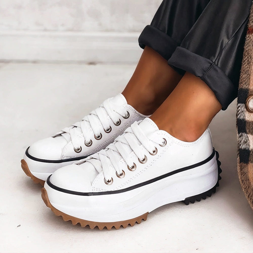 Damen Lässige Hohe Sohle Plateau Sneaker | Schnürverschluss