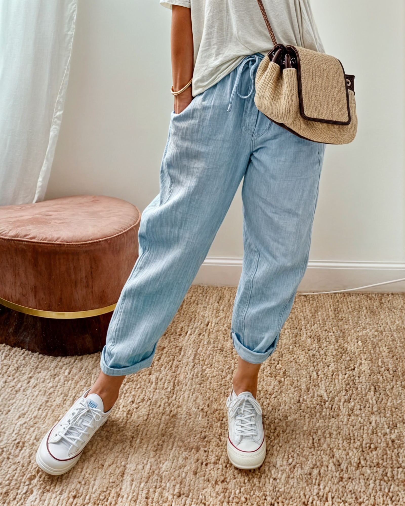Damen Lässige Kordelzug Sommerhose | mit Taschen