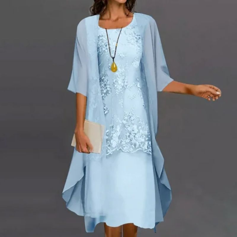 Damen Zweiteiliges Hochzeitsgast Kleid | Midi