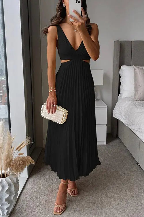 Damen Plissiertes Hochzeitsgastkleid | Midi