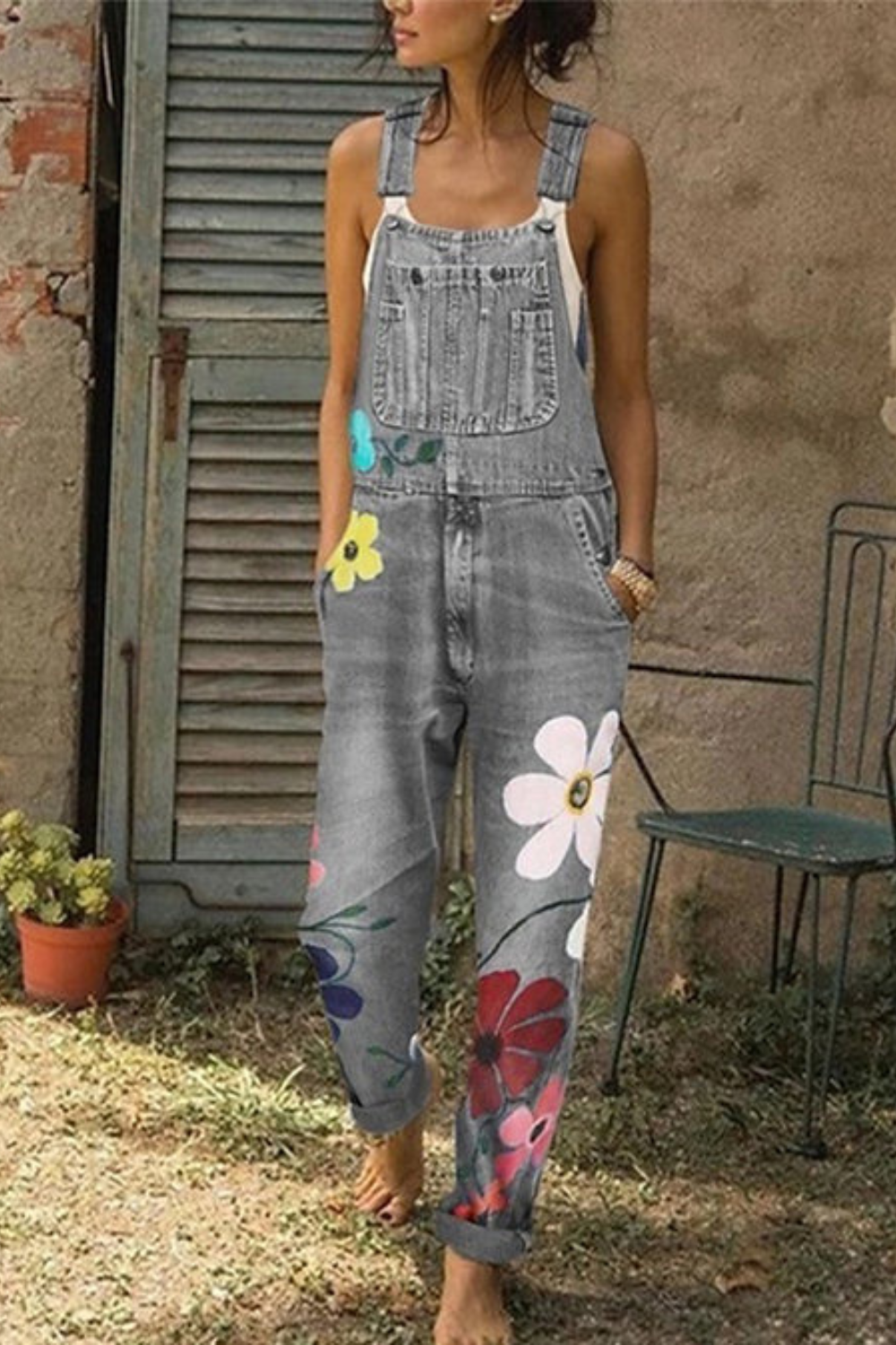 Damen Blumenmuster Overall | Lässig