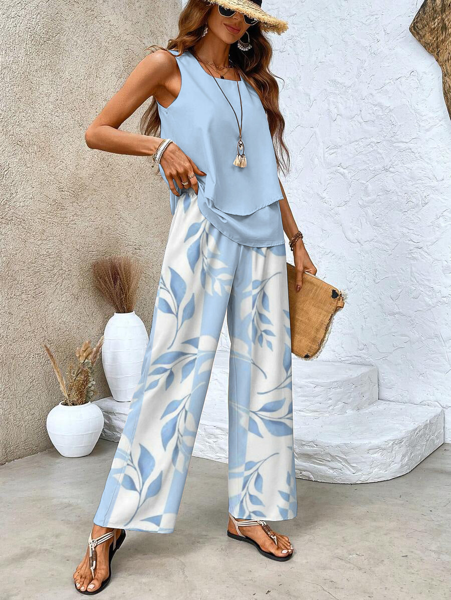 Damen Sommer Top und Hose | Zweiteilig Set