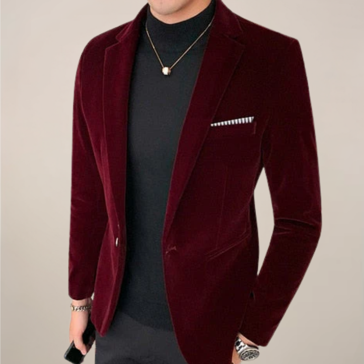Herren Formell Schlanke Passform Blazer Jacke | Ein-Knopf-Revers