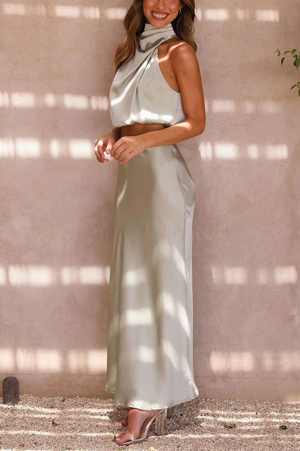 Damen Neckholder Hochzeitsgast Kleid | Maxi