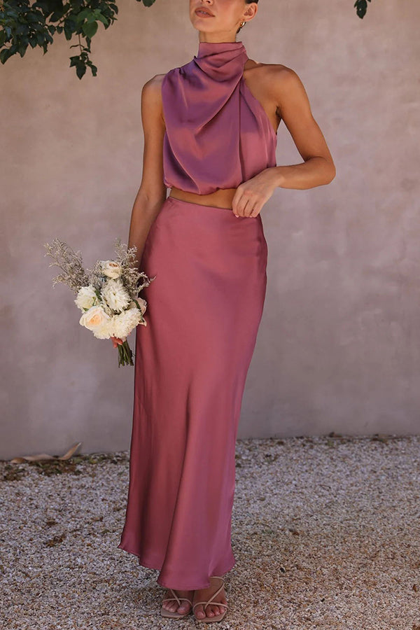 Damen Neckholder Hochzeitsgast Kleid | Maxi