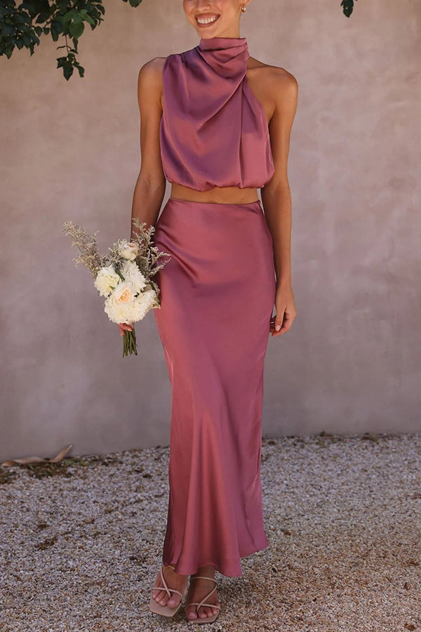 Damen Neckholder Hochzeitsgast Kleid | Maxi