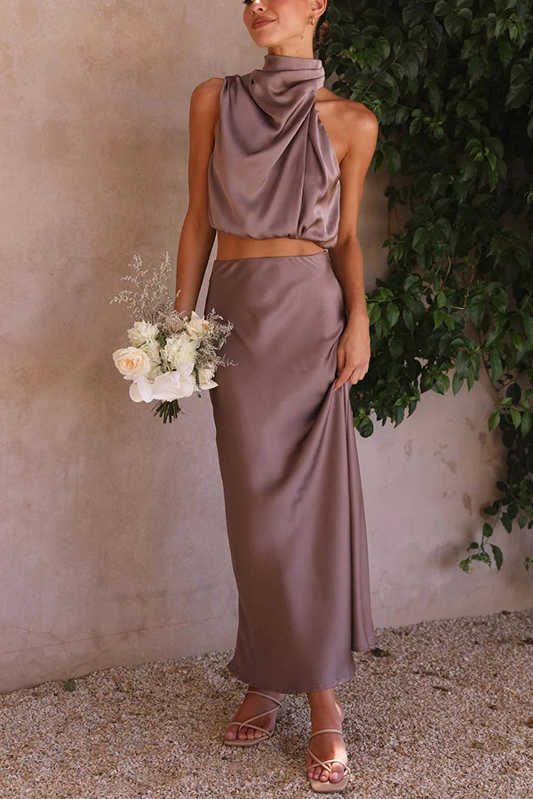 Damen Neckholder Hochzeitsgast Kleid | Maxi