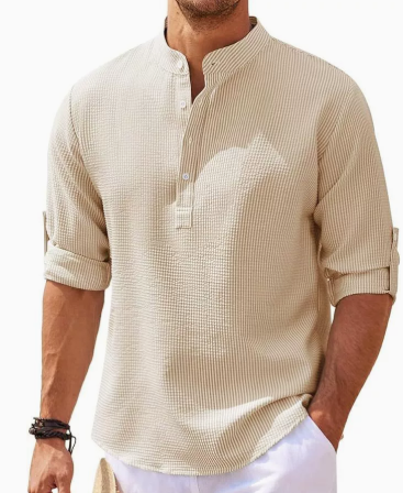 Herren Lange Ärmel Henley Hemd | Lässig