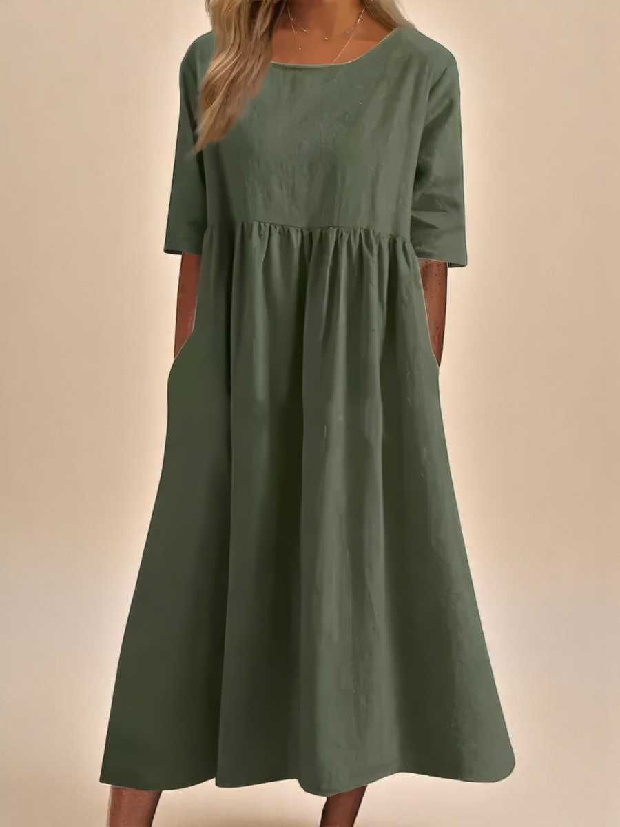 Damen Rundhalsausschnitt Sommerkleid | Midi