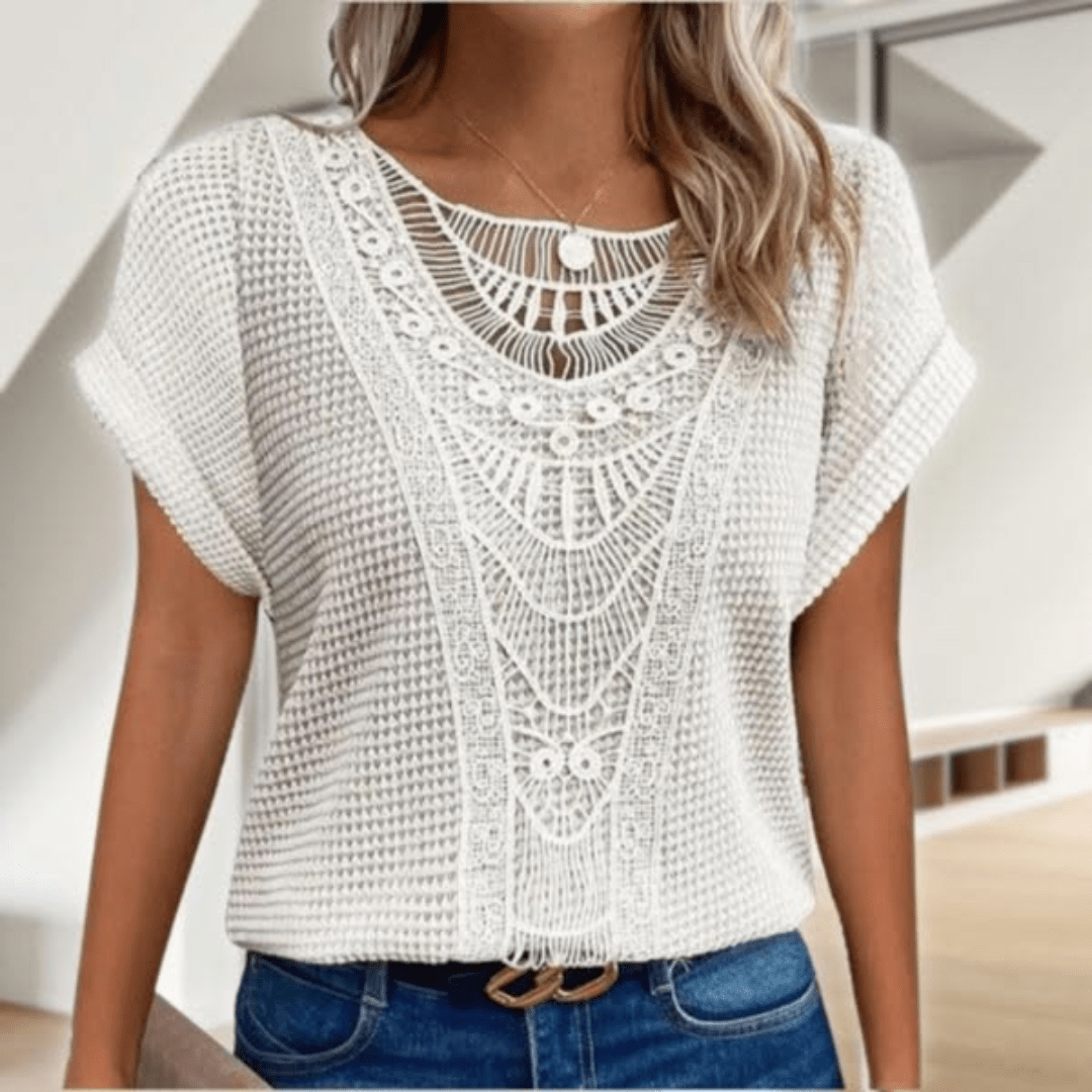 Damen Boho Sommer Top | Kurzarm