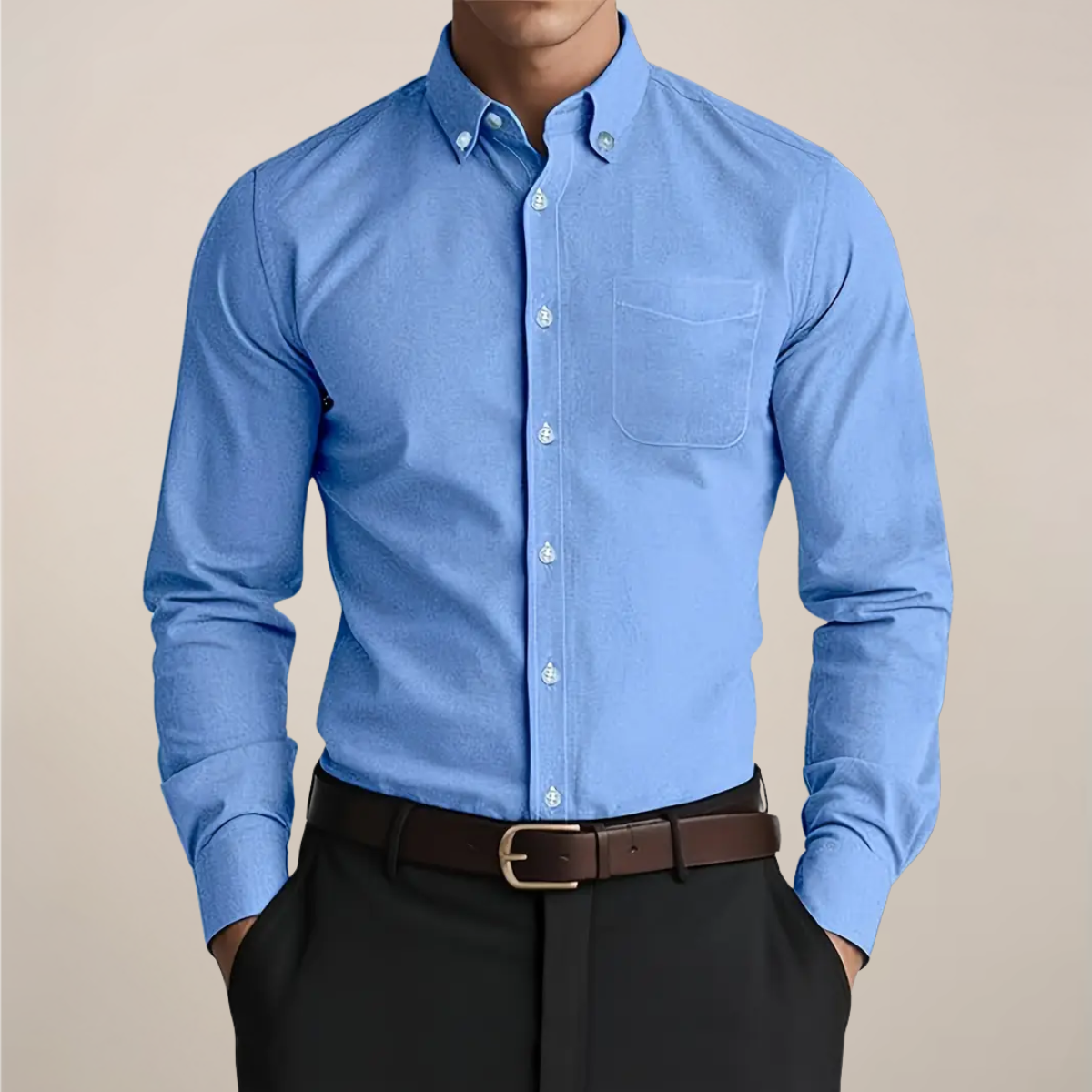 Herren Alltag Knopfleiste Langarm Hemd | mit Brusttasche