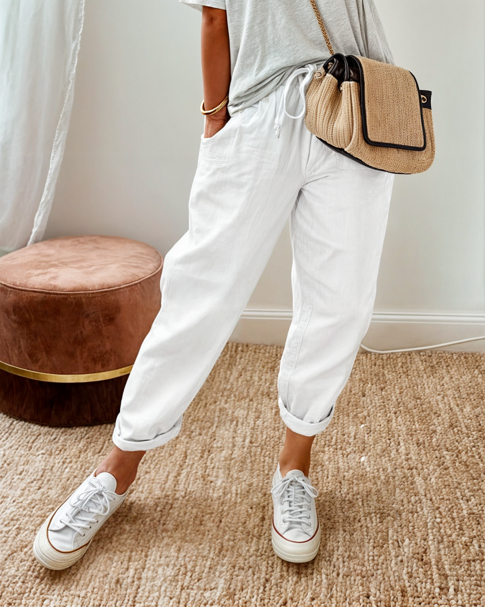 Damen Lässige Kordelzug Sommerhose | mit Taschen