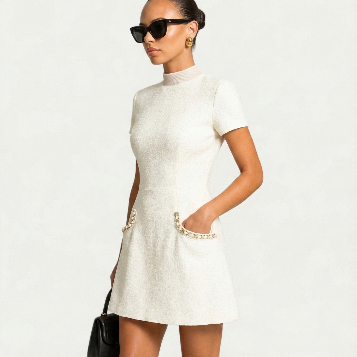 Damen Elegant Mini Kleid | Kurzarm