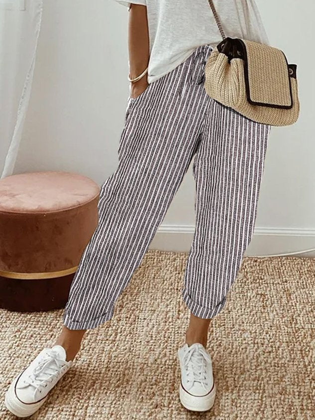 Damen Sommer Leinenhose | mit Kordelzug