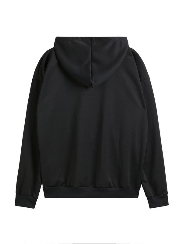 Schwarze Vintage Totenkopf Print Zip Up Oversized Hoodie