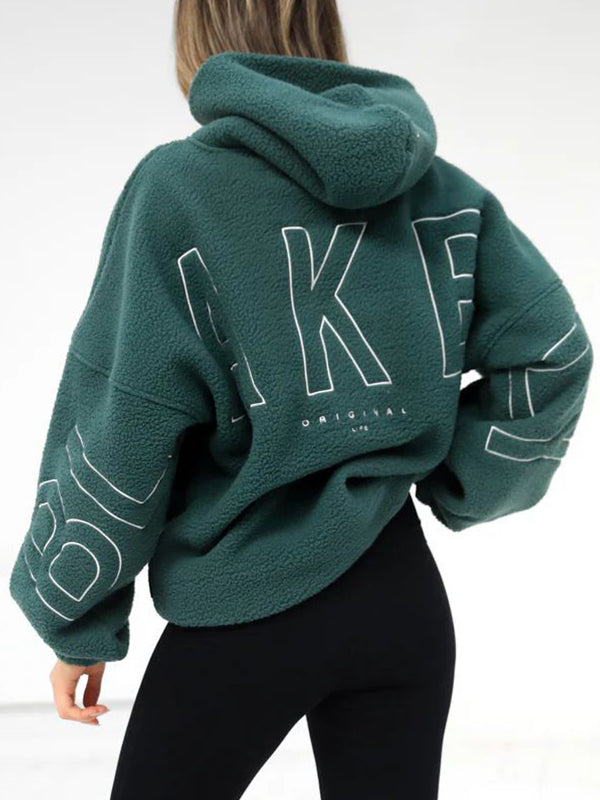 Einfarbiger 90s Buchstaben Print Oversized Hoodie