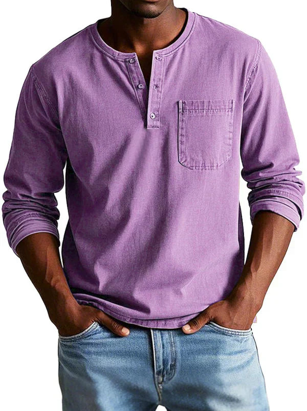 Herren Lange Ärmel Henley T-Shirt | Lässig