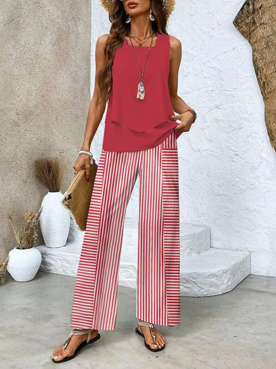Damen Sommer Top und Hose | Zweiteilig Set