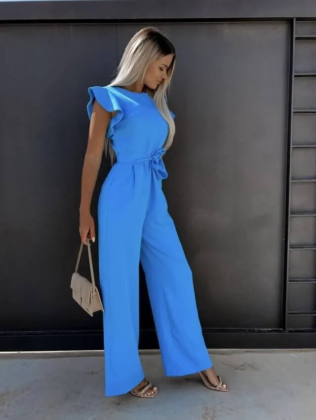 Damen Lässig Schmetterlingsärmeln Jumpsuit | mit Bindegürtel
