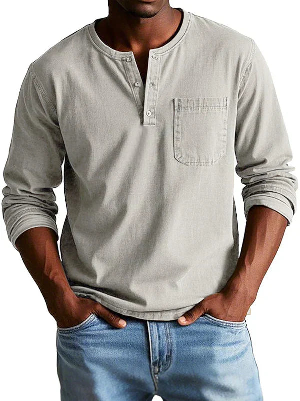 Herren Lange Ärmel Henley T-Shirt | Lässig