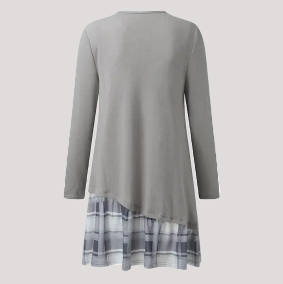 Damen Karo Lange Ärmeln Knöpfen Kleid | Midi