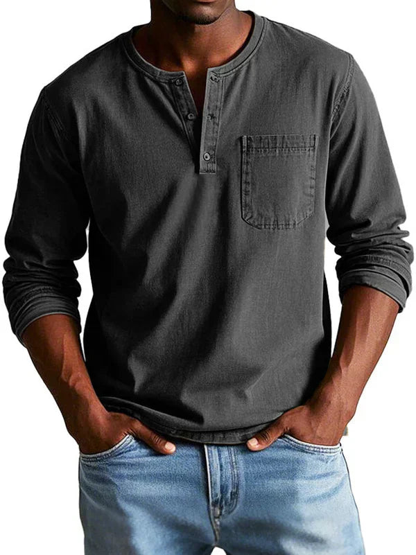 Herren Lange Ärmel Henley T-Shirt | Lässig