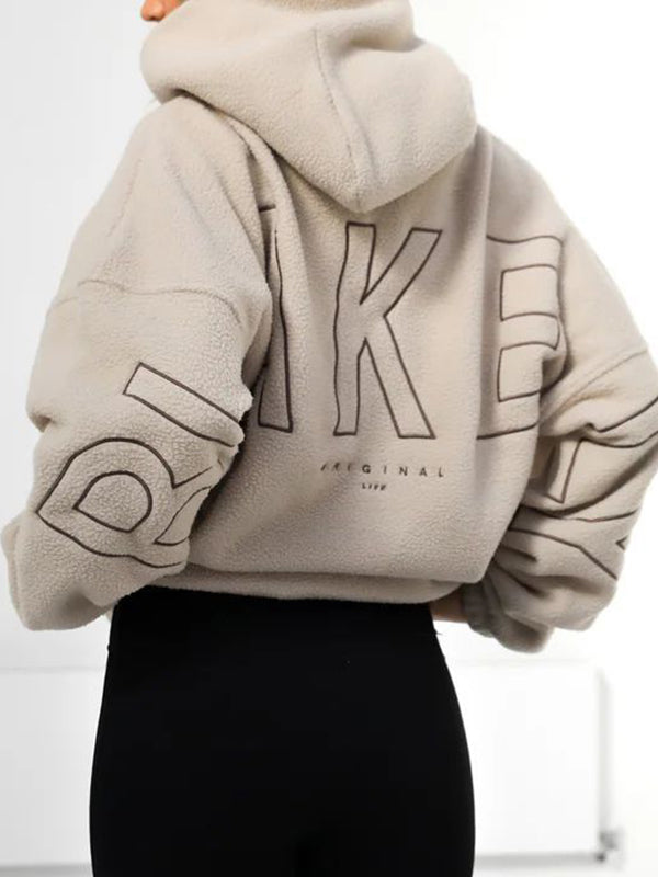 Einfarbiger 90s Buchstaben Print Oversized Hoodie