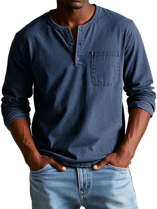 Herren Lange Ärmel Henley T-Shirt | Lässig