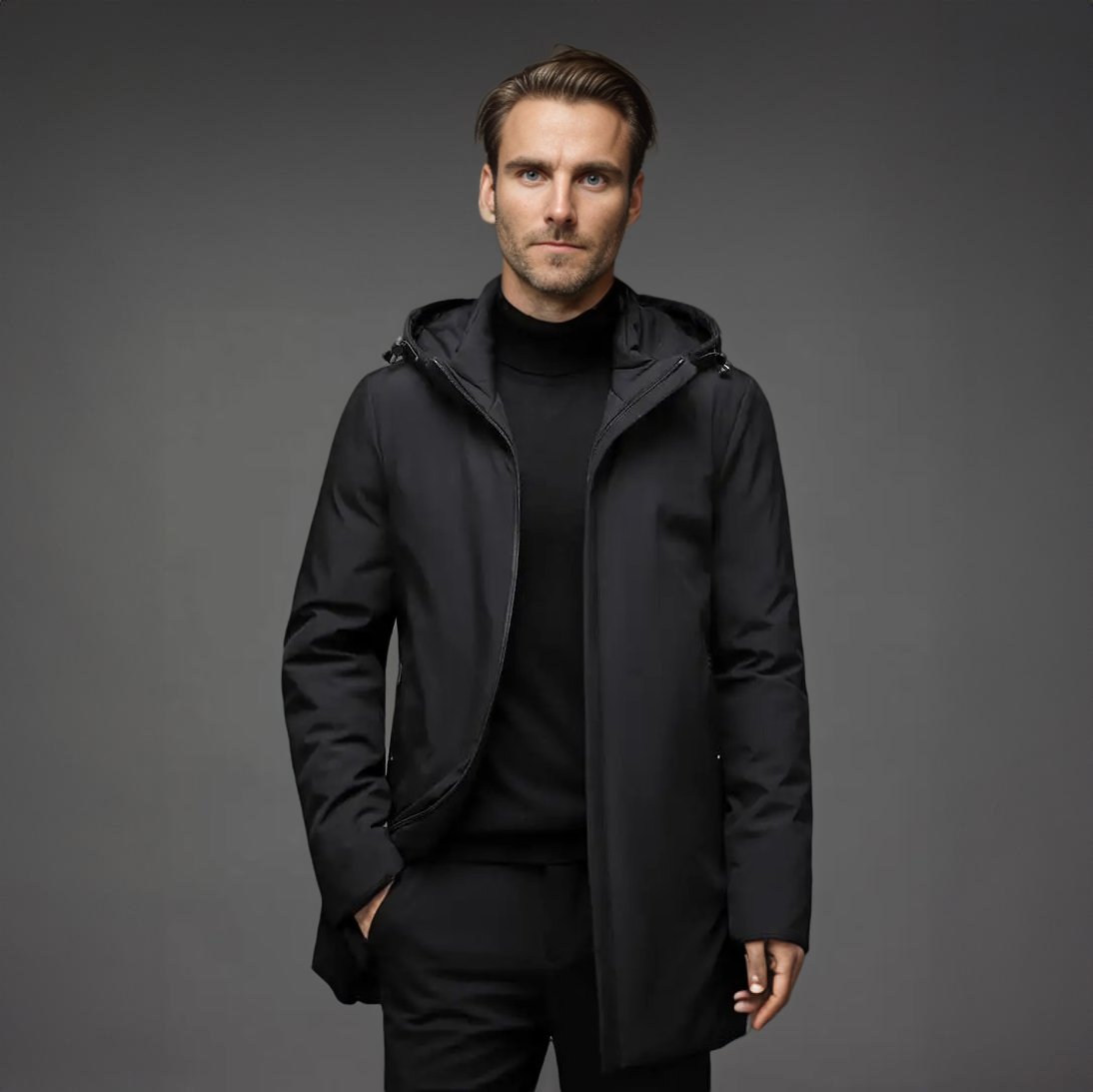 Herren Modern Lange Winterjacke | Warm