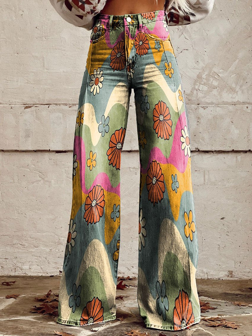 Damen Lässig Hohe Taille Baggy Jeans | Weites Bein