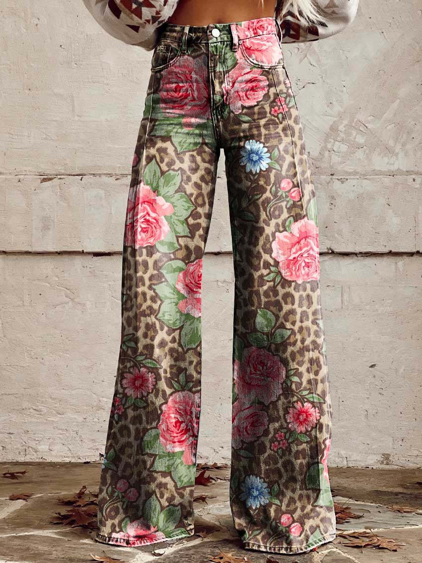 Damen Lässig Hohe Taille Baggy Jeans | Weites Bein