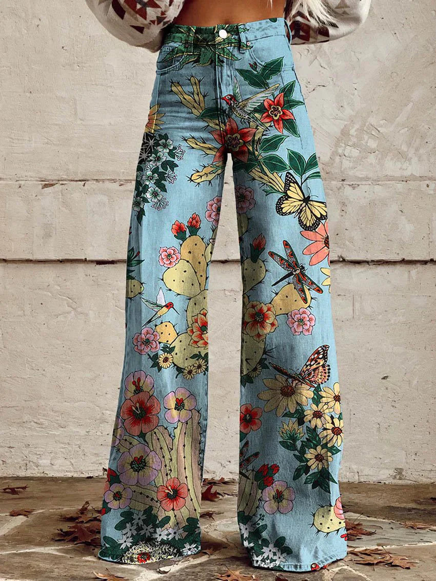 Damen Lässig Hohe Taille Baggy Jeans | Weites Bein