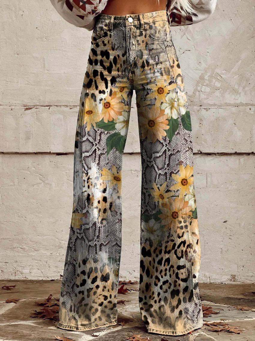 Damen Lässig Hohe Taille Baggy Jeans | Weites Bein