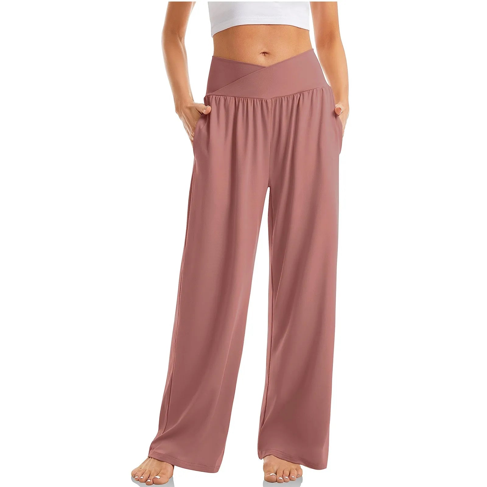 Damen Hoch Tailliert Weites Bein Yogahose | mit Taschen