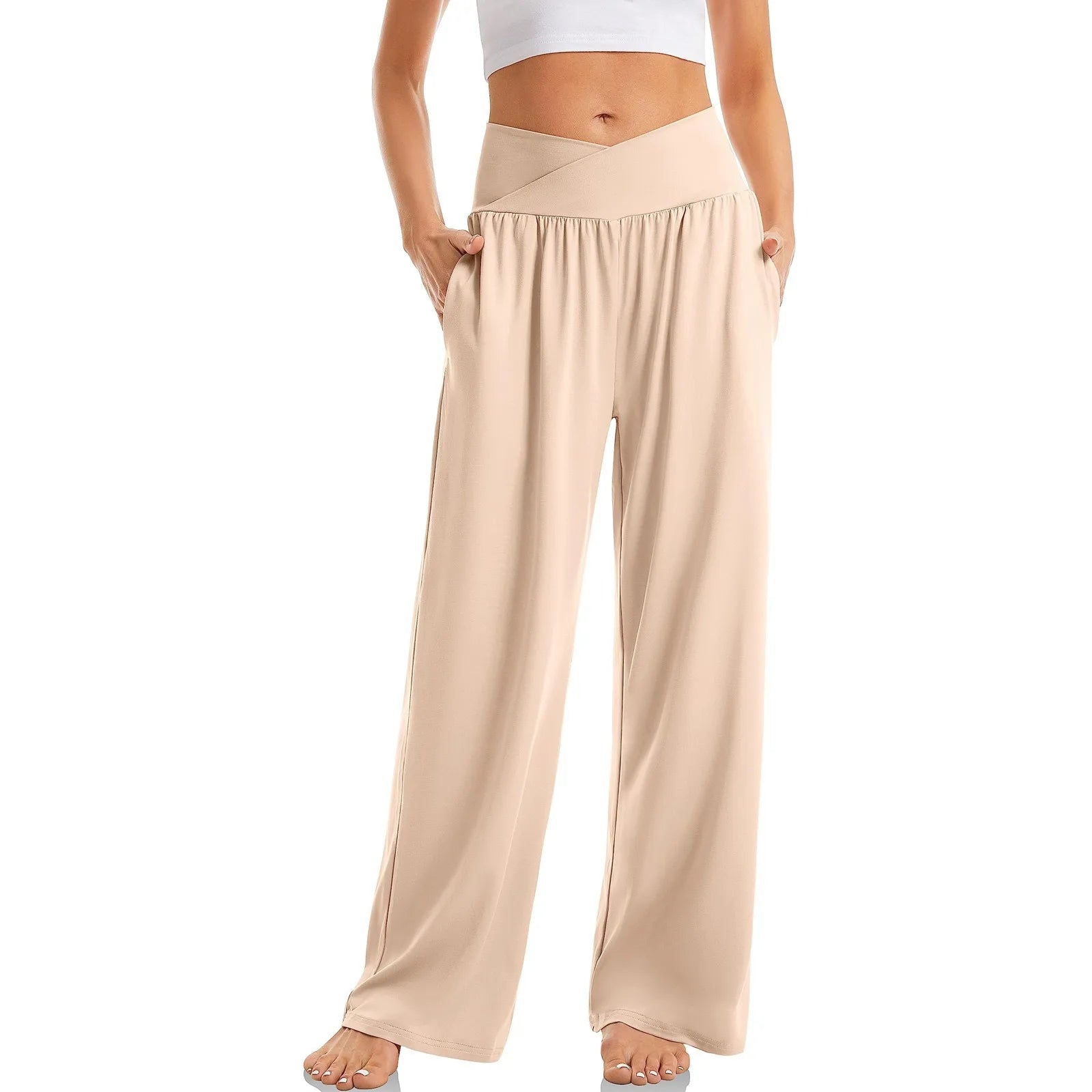 Damen Hoch Tailliert Weites Bein Yogahose | mit Taschen