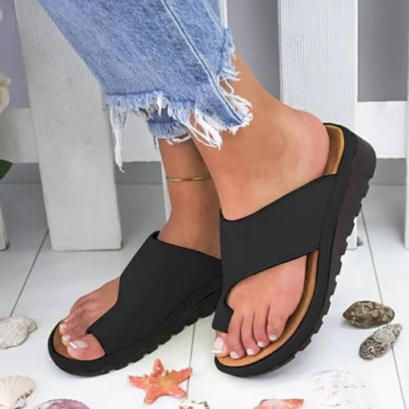 Damen Sommer Pantoletten | Flache Plateausohle