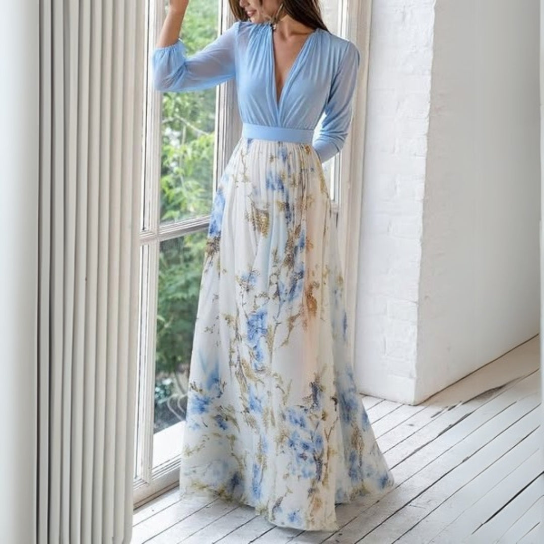 Damen Formell Blumenmuster V-Ausschnitt Kleid | Maxi